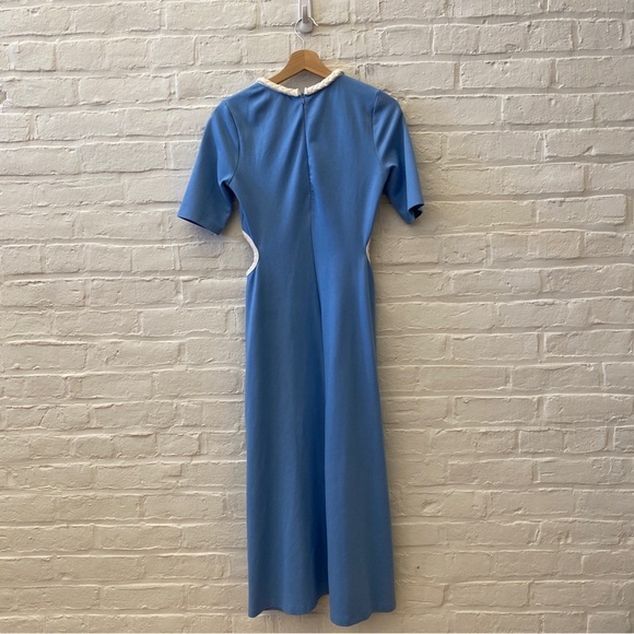 Tuckernuck || Newport Blue Zeppelin Dress Cutout High Neck Midi Small - Picture 6 of 10